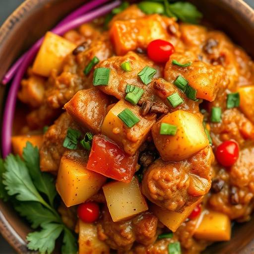 A bowl of vibrant Chakalaka, showing the colorful mix of vegetables and spices