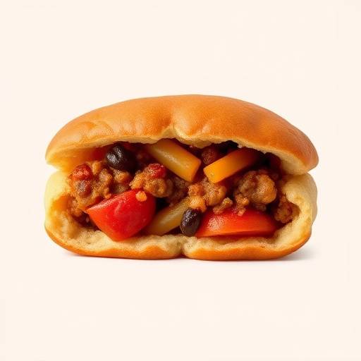 A golden brown vetkoek filled with savory mince.