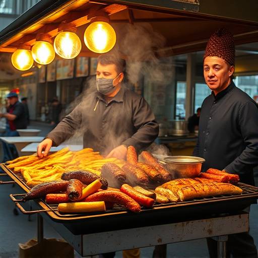 A vendor selling grilled mealies (corn on the cob) at a street corner.