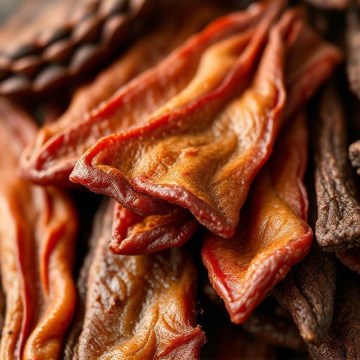 Biltong, a cured and dried meat snack, similar to jerky.