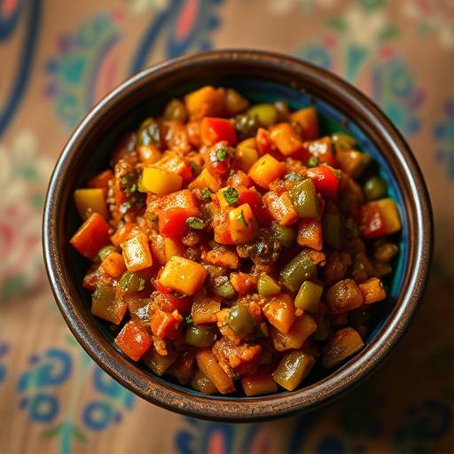 Chakalaka, a spicy vegetable relish often served with braais.